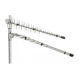Dual outdoor LPDA-92 MIMO antenna front side view grey
