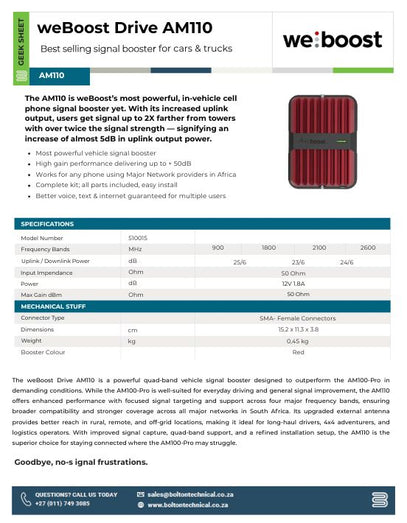 weBoost Drive AM100-Pro Spec Sheet