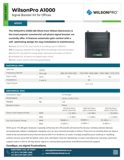 A1000 Spec Sheet Image