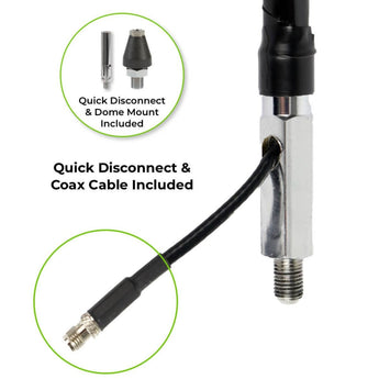 The Bolton Blade Outdoor Vehicle Antenna quick disconnect, dome mount and coaxial cable