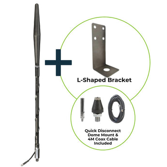The Bolton Blade Outdoor Vehicle Antenna quick disconnect, dome mount, 4m coaxial cable and l-shaped bracket kit