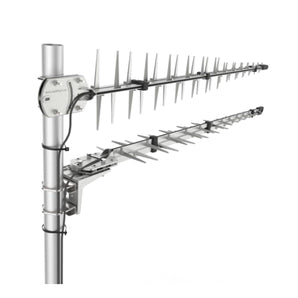 Dual outdoor LPDA-92 MIMO antenna side view grey